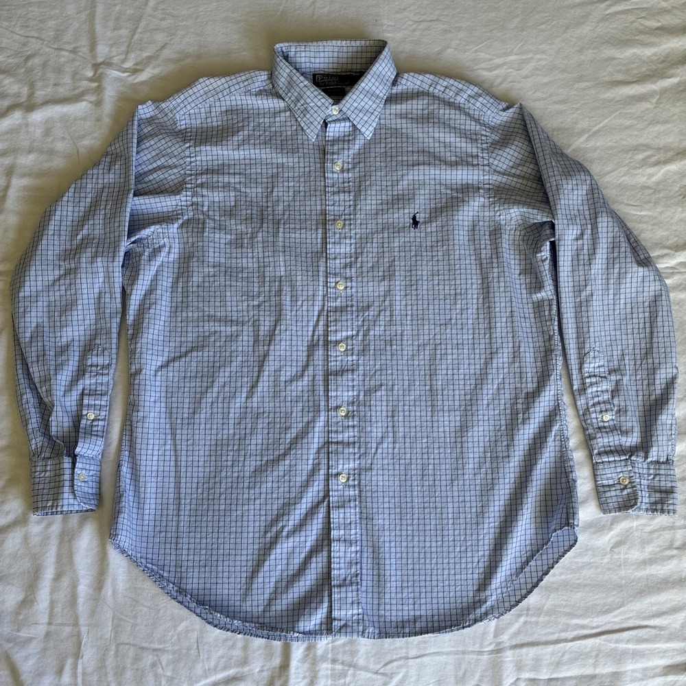 Vintage Polo Ralph Lauren Andrew Button Up Shirt Men's L 16.5 34/35 Blue